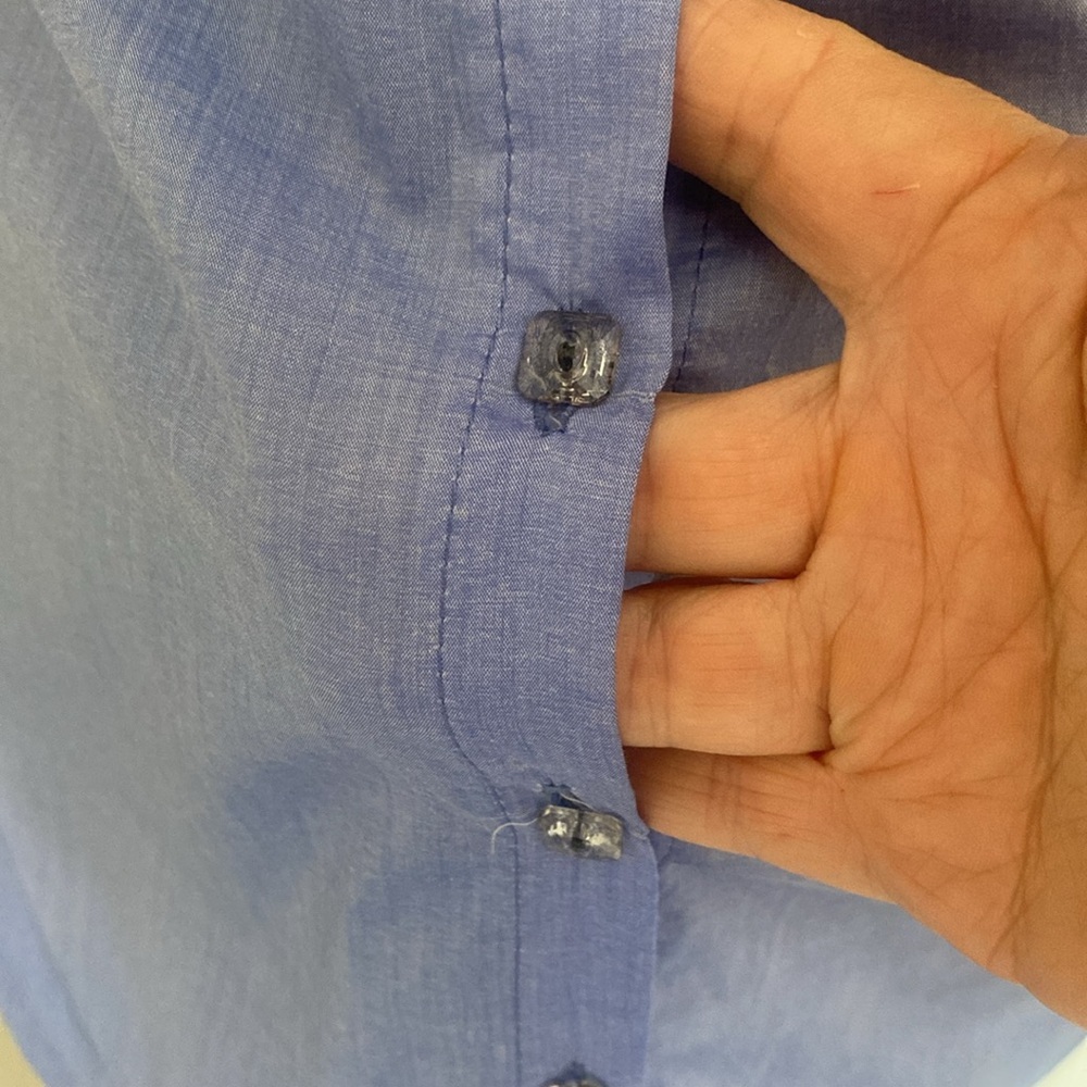 Les Chineuses Paris Women's Blue Ruffled Button-Up Blouse Size XX-Small - Picture 11 of 13